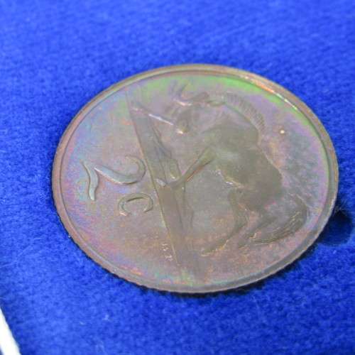 South Africa 1973 proof coins in blue box - lot of 6 from 1 cent to 50 cent - scarce 1973 20 cent