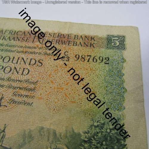 South Africa MH de Kock 1952 second issue Five Pounds C23