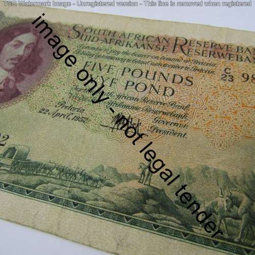 South Africa MH de Kock 1952 second issue Five Pounds C23