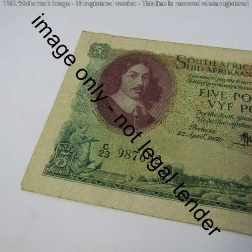 South Africa MH de Kock 1952 second issue Five Pounds C23