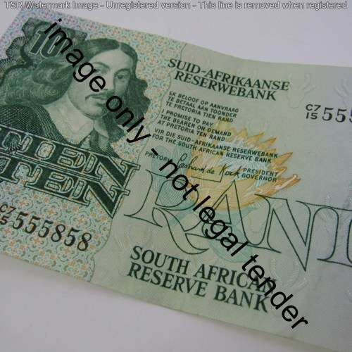 South Africa GPC de Kock Ten Rand banknote with nice number 555858