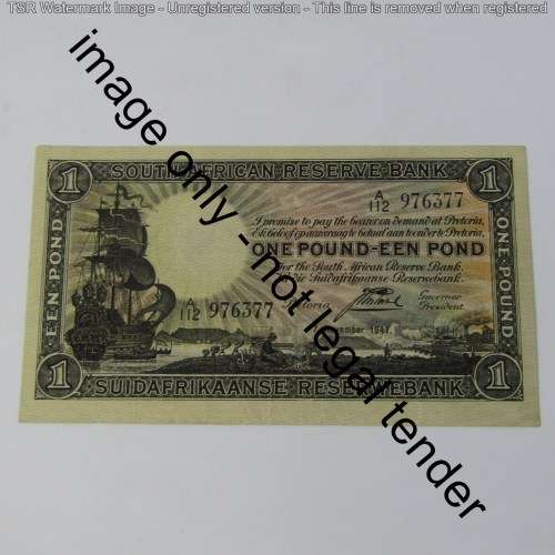 South Africa J Postmus only issue One Pound - 1941 - AEF/VF+