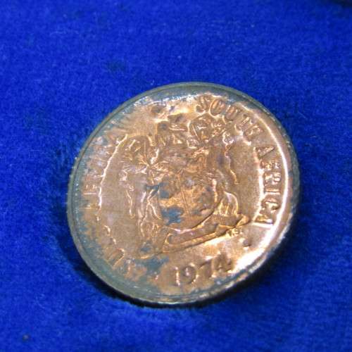 1974 South Africa proof coins in blue box - 1 cent to 50 cent