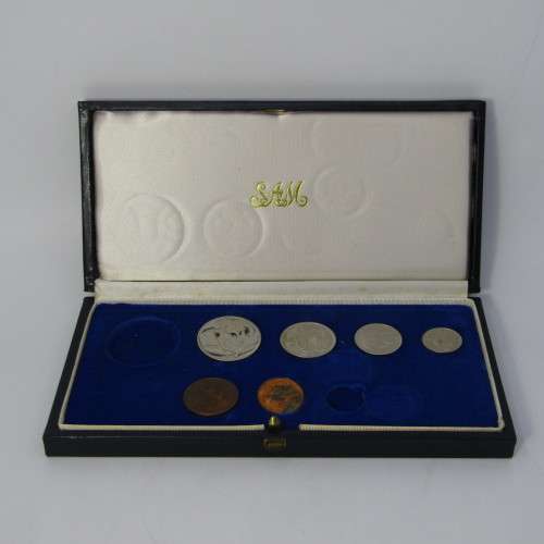 1974 South Africa proof coins in blue box - 1 cent to 50 cent