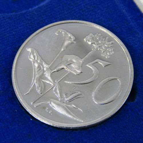 1974 South Africa proof coins in blue box - 1 cent to 50 cent