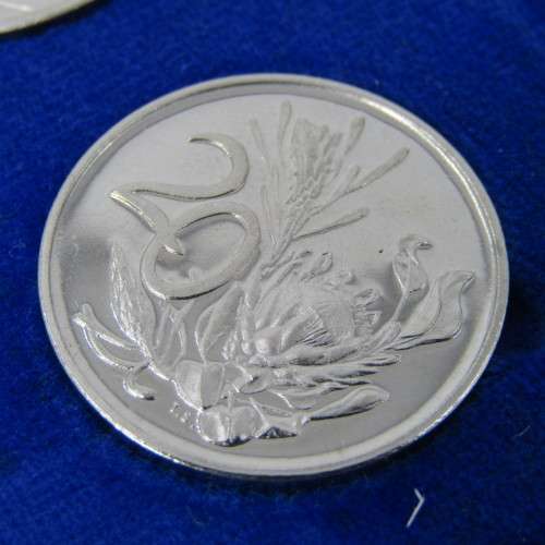 1974 South Africa proof coins in blue box - 1 cent to 50 cent