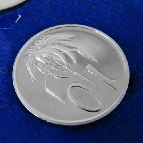 1974 South Africa proof coins in blue box - 1 cent to 50 cent