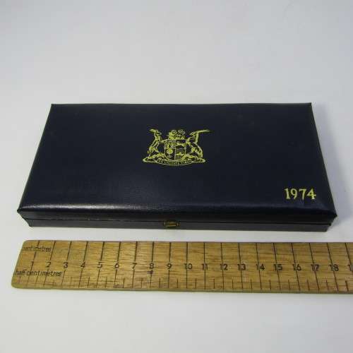 1974 South Africa proof coins in blue box - 1 cent to 50 cent