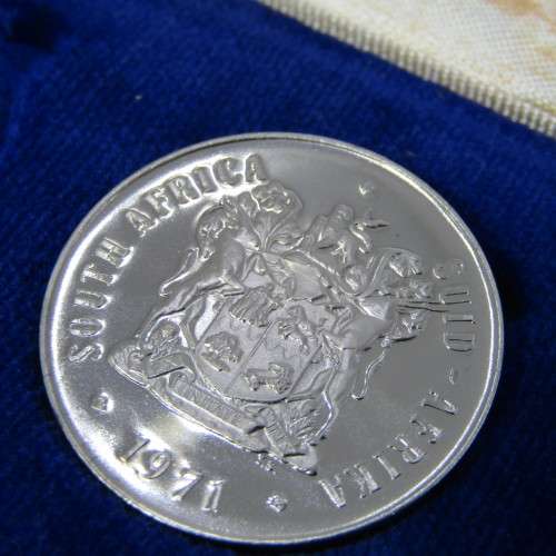 1971 South Africa proof coins in blue box - 1 cent to 50 cent