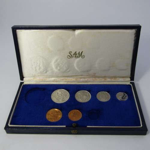 1971 South Africa proof coins in blue box - 1 cent to 50 cent