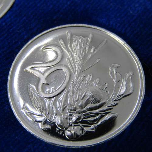 1971 South Africa proof coins in blue box - 1 cent to 50 cent
