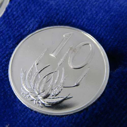 1971 South Africa proof coins in blue box - 1 cent to 50 cent