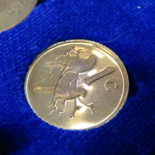 1971 South Africa proof coins in blue box - 1 cent to 50 cent