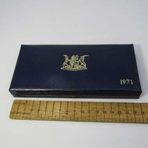 1971 South Africa proof coins in blue box - 1 cent to 50 cent