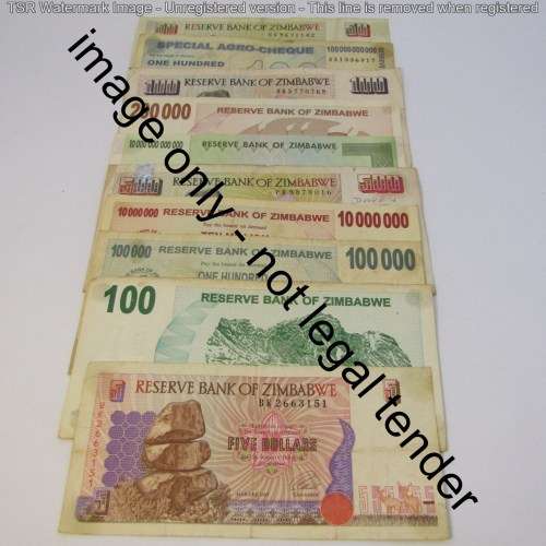 Lot of 10 Zimbabwe banknotes