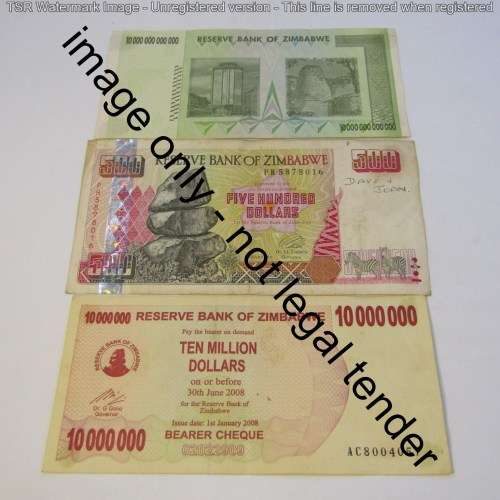 Lot of 10 Zimbabwe banknotes