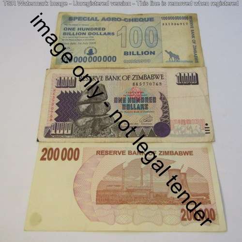 Lot of 10 Zimbabwe banknotes