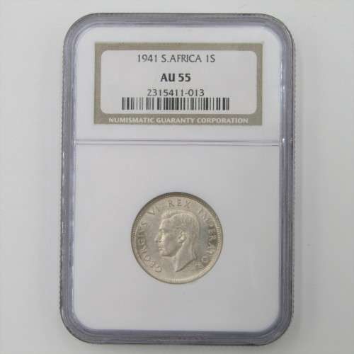 1941 SA Union Shilling graded AU 55 by NGC