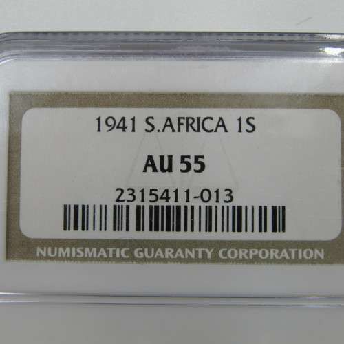 1941 SA Union Shilling graded AU 55 by NGC