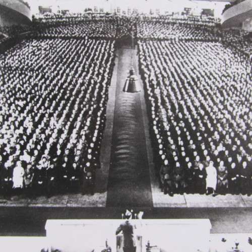 Photograph on photo paper of what looks like a Nazi meeting 125mm x 175mm
