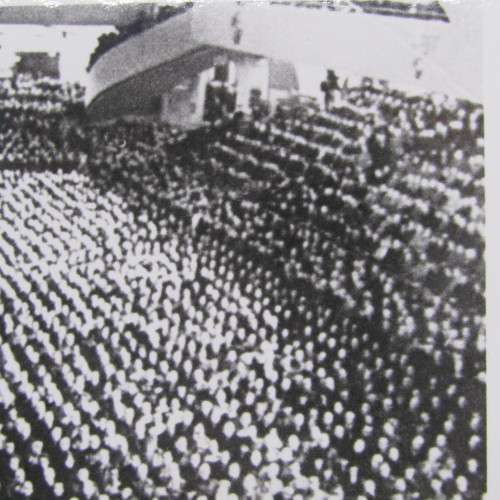 Photograph on photo paper of what looks like a Nazi meeting 125mm x 175mm