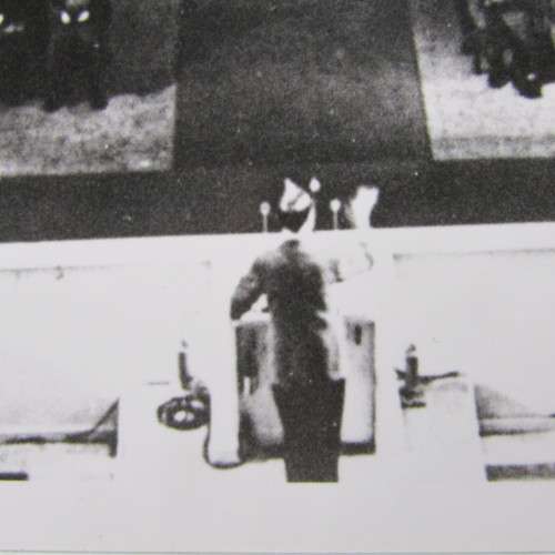 Photograph on photo paper of what looks like a Nazi meeting 125mm x 175mm