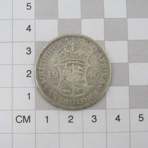 1946 South Africa half crown - Scarce but well used - Only 11388 minted
