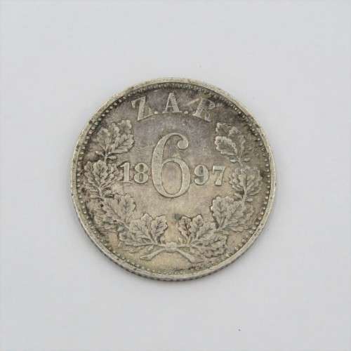 1897 ZAR Paul Kruger 1897 6d VF sixpence scratched