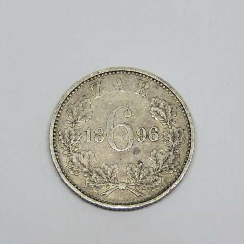 1896 ZAR Paul Kruger 6d fine + sixpence