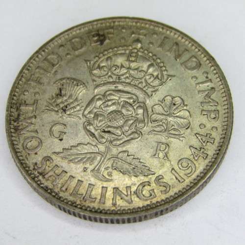 1944 Great Britain silver 2 Shilling Florin - AU