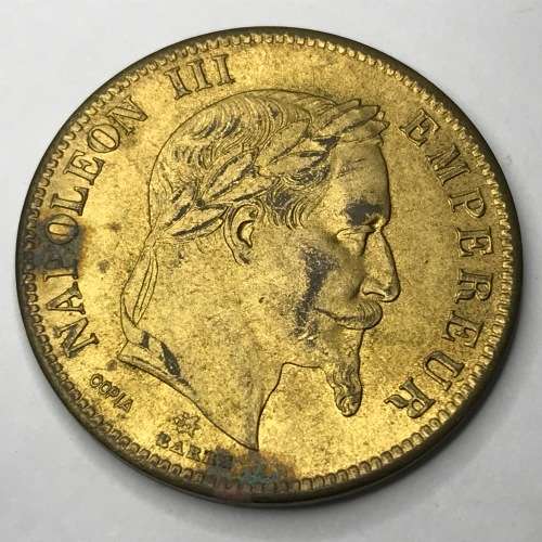 Napoleon 3 contemporary copy of 1869 gold 100 Franc piece