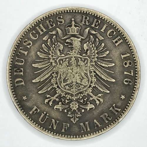 1876 A German Prussia 5 Mark crown size coin - VF+