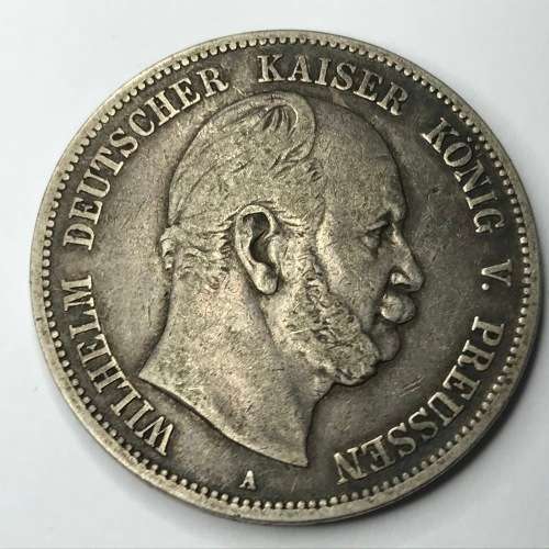1876 A German Prussia 5 Mark crown size coin - VF+