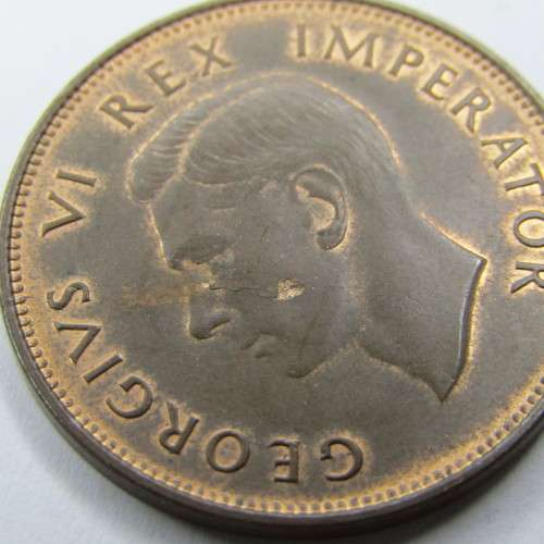 1941 SA Union Half Penny - AU with variety crack and mark on face