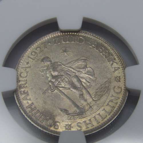1927 SA Union shilling graded AU55 by NGC