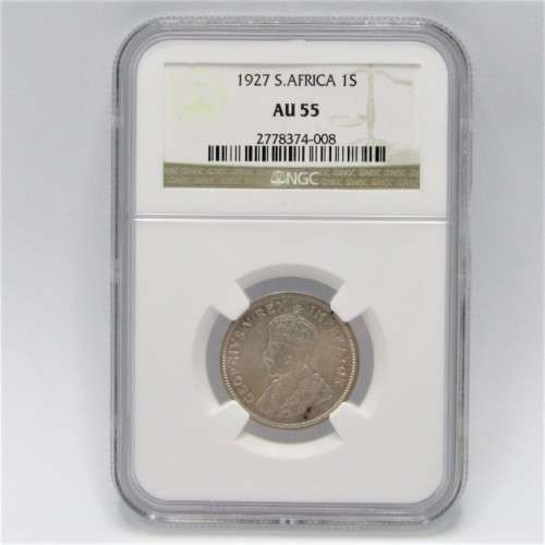 1927 SA Union shilling graded AU55 by NGC