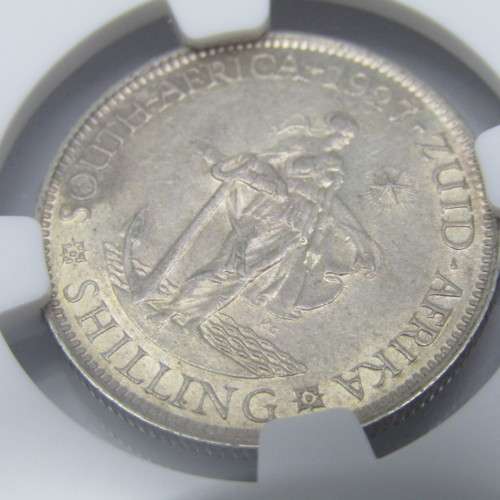 1927 SA Union shilling graded AU55 by NGC