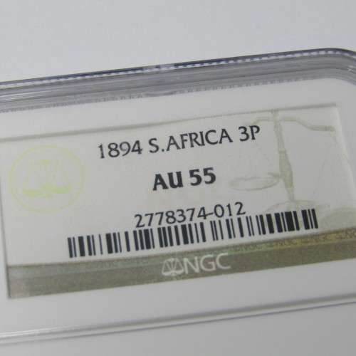 1894 ZAR 3d graded AU55 by NGC