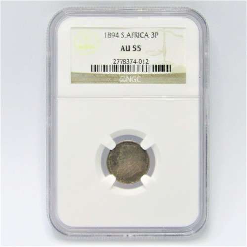 1894 ZAR 3d graded AU55 by NGC