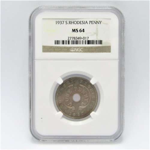1937 Southern Rhodesia Penny graded MS 64 by NGC