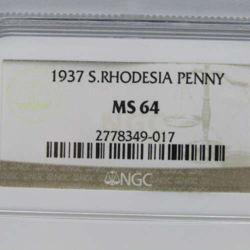 1937 Southern Rhodesia Penny graded MS 64 by NGC