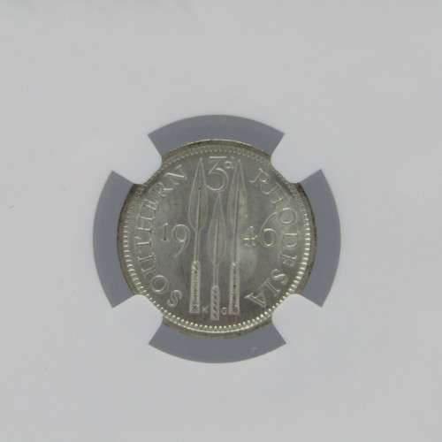 1946 Southern Rhodesia 3 pence MS 63 graded by NGC