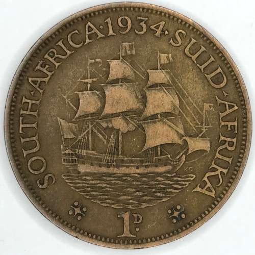 1934 Bronze Penny with 4 printed askew