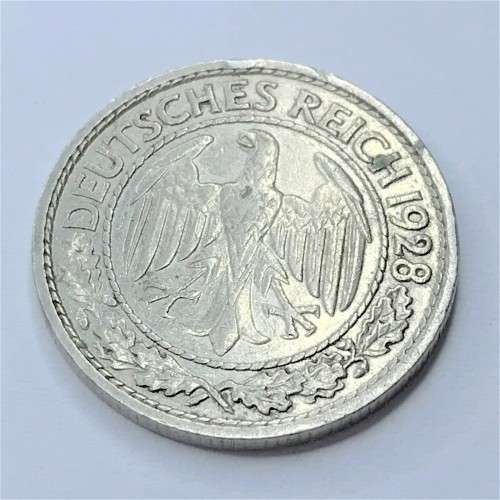 1928 A Germany Weimar Republic 50 Reichspfennig - XF