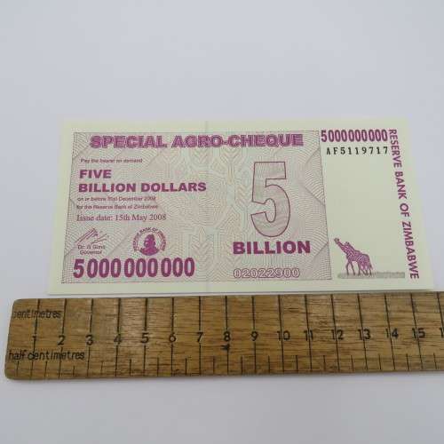 Zimbabwe 5 Billion dollars agro-cheque - 15 May 2008 uncirculated ZW 96