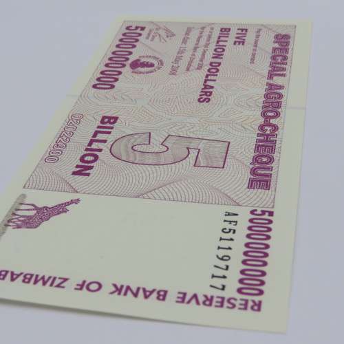Zimbabwe 5 Billion dollars agro-cheque - 15 May 2008 uncirculated ZW 96