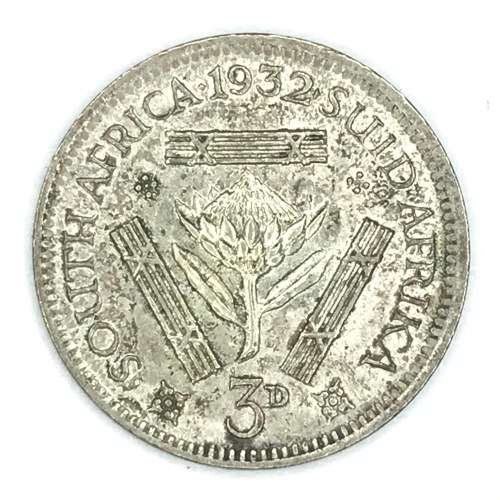 1932 SA Union 3d tickey  - AU+ or better