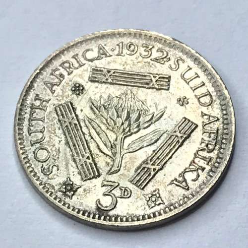 1932 SA Union 3d tickey  - AU+ or better