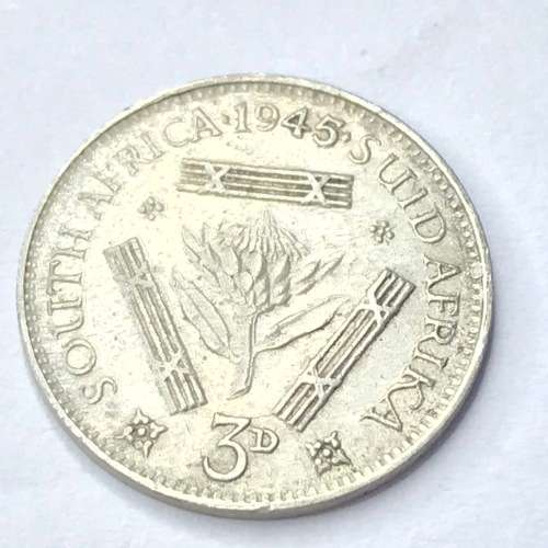 1945 SA Union Threepence tickey - EF+