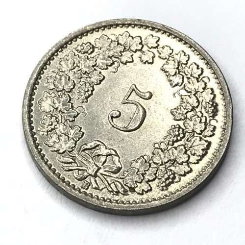 1933 Switzerland 5 Rappen - Nickle - Uncirculated